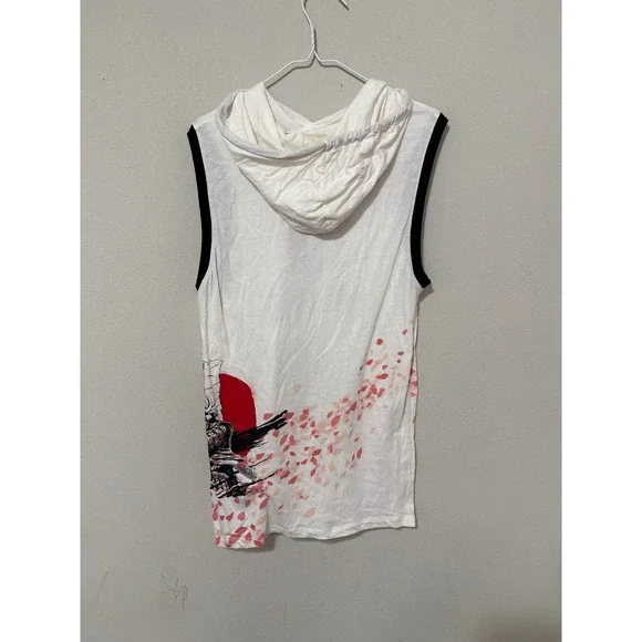 Y2K Original Gravity Asian Inspired Hooded White Tank Samurai Men's Large - Picture 2 of 6